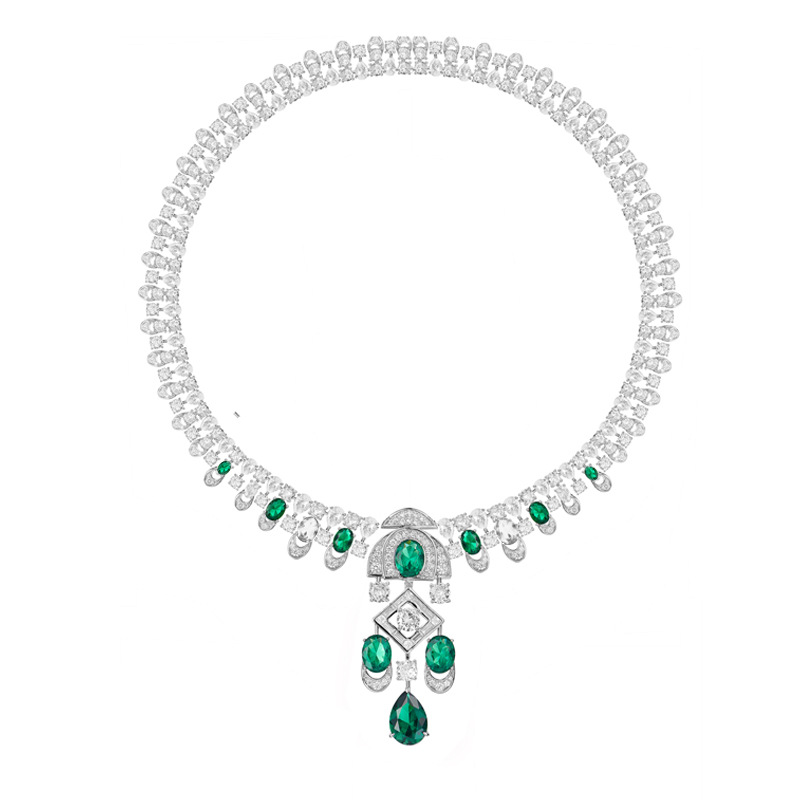 Emerald Green Pendant Necklace - Gold Plated Crystal Drop Choker