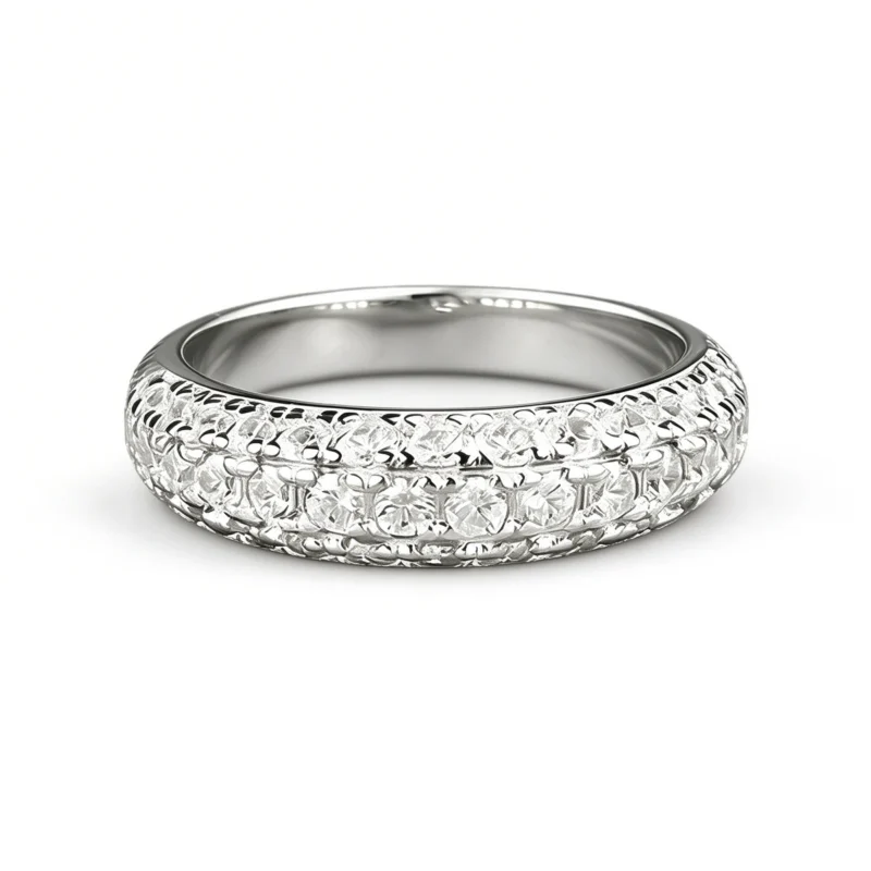 Starlight Pave Eternity Ring - 925 Sterling Silver, White Zircon