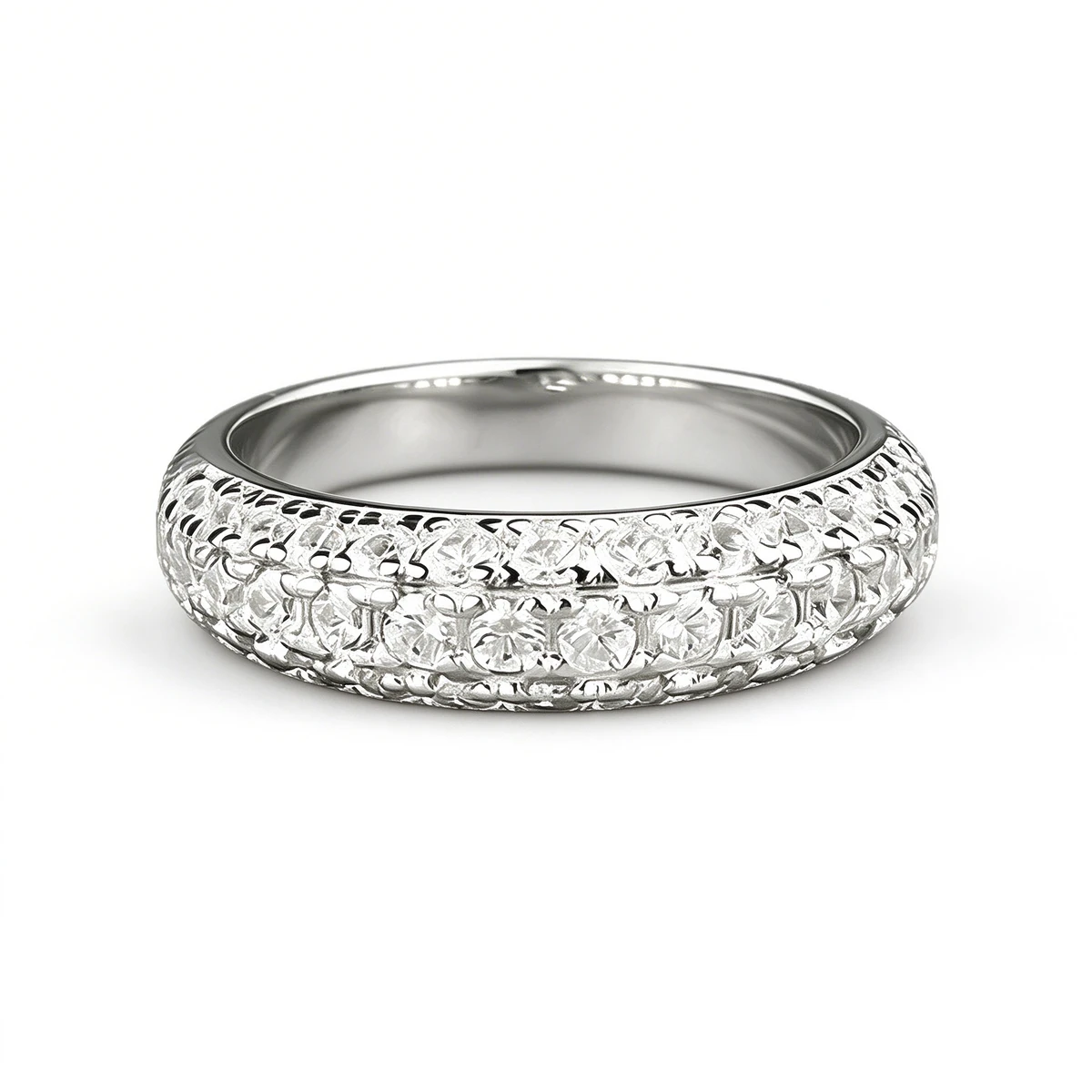 Starlight Pave Eternity Ring - 925 Sterling Silver, White Zircon