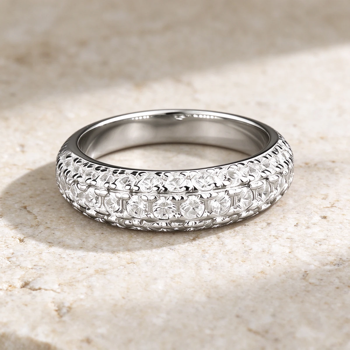 Starlight Pave Eternity Ring - 925 Sterling Silver, White Zircon