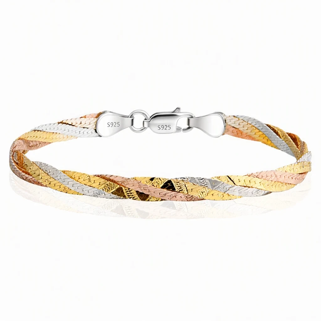 S925 silver three-line bracelet clasp macro — 925 hallmark stamped near push-button on sterling silver cuff - s925 silver bracelet