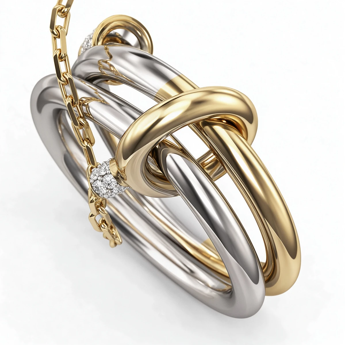 Gold and Silver Two-Tone Ring - 925 Sterling Silver Electroplated Finish Detail