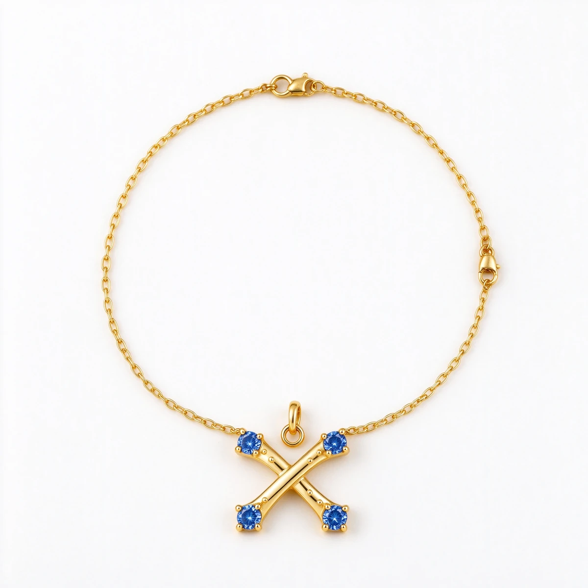 moissanite pendant necklace flat lay full chain view