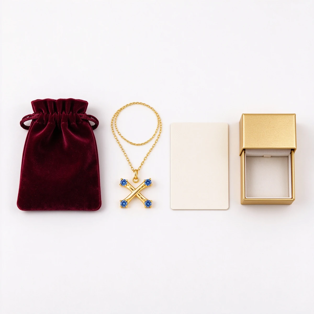 moissanite pendant necklace packaging set velvet pouch gift box