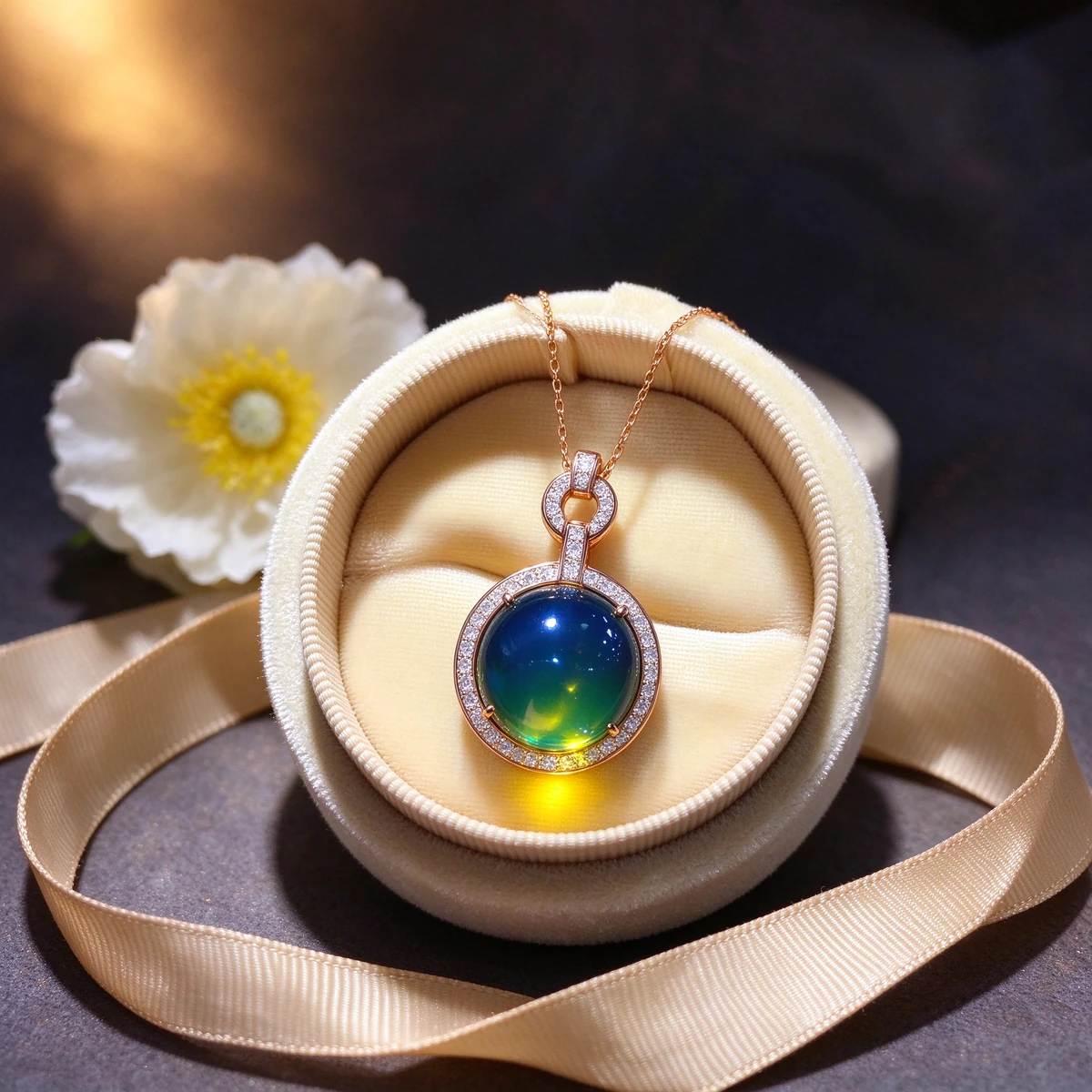 Blue Amber Pendant Necklace 925 Sterling Silver