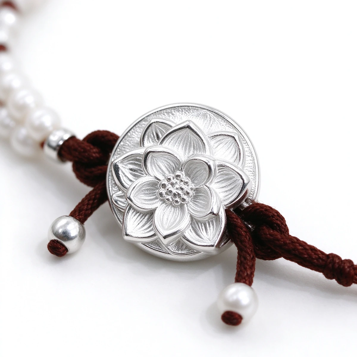 Lotus & Butterfly Hand-Woven Bracelet - 925 Sterling Silver