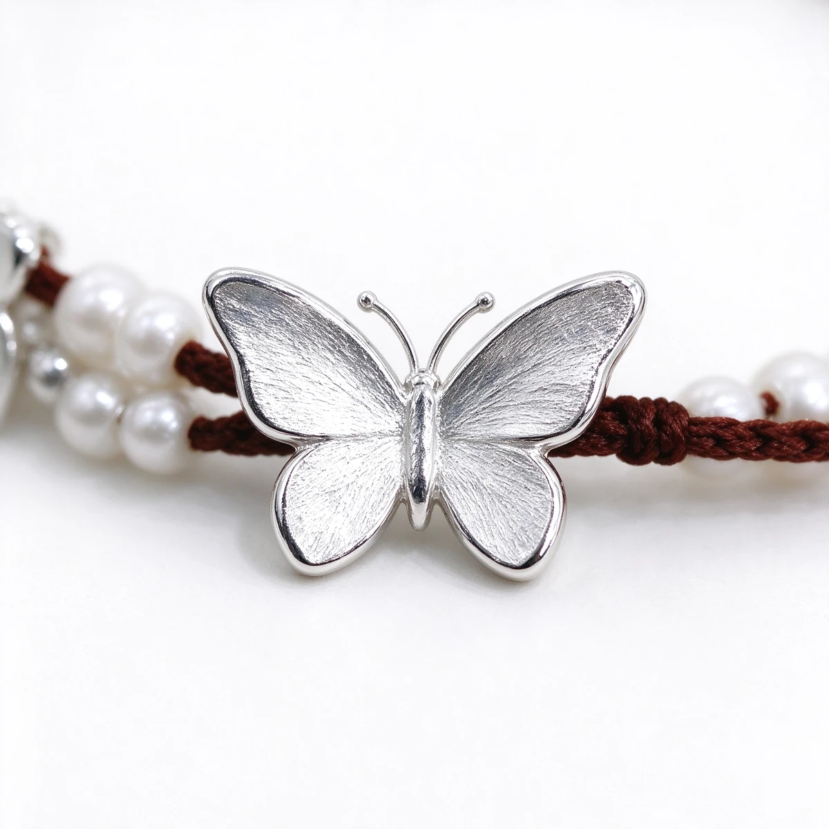 Lotus & Butterfly Hand-Woven Bracelet - 925 Sterling Silver