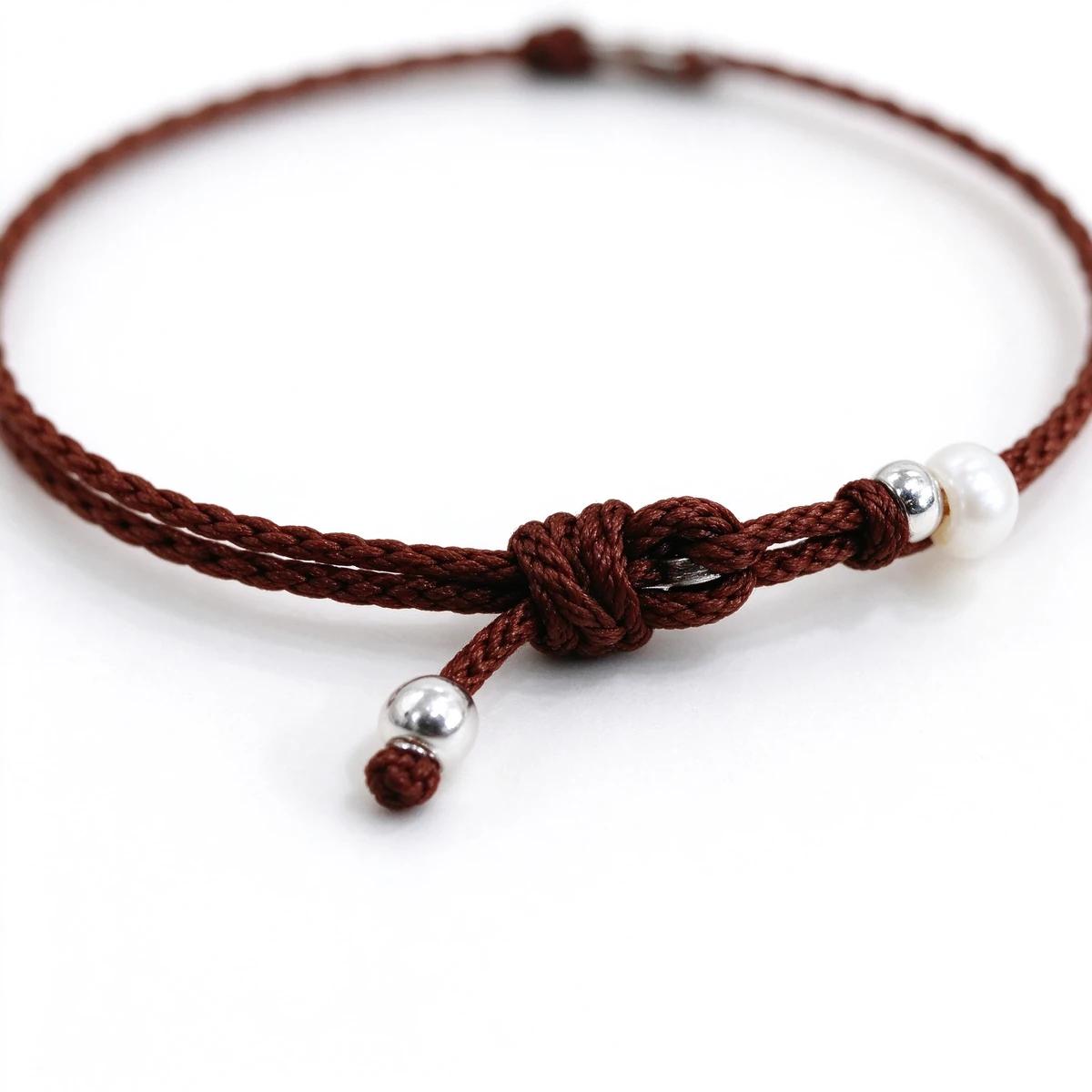 Adjustable sliding knot detail, lotus butterfly bracelet silver beads