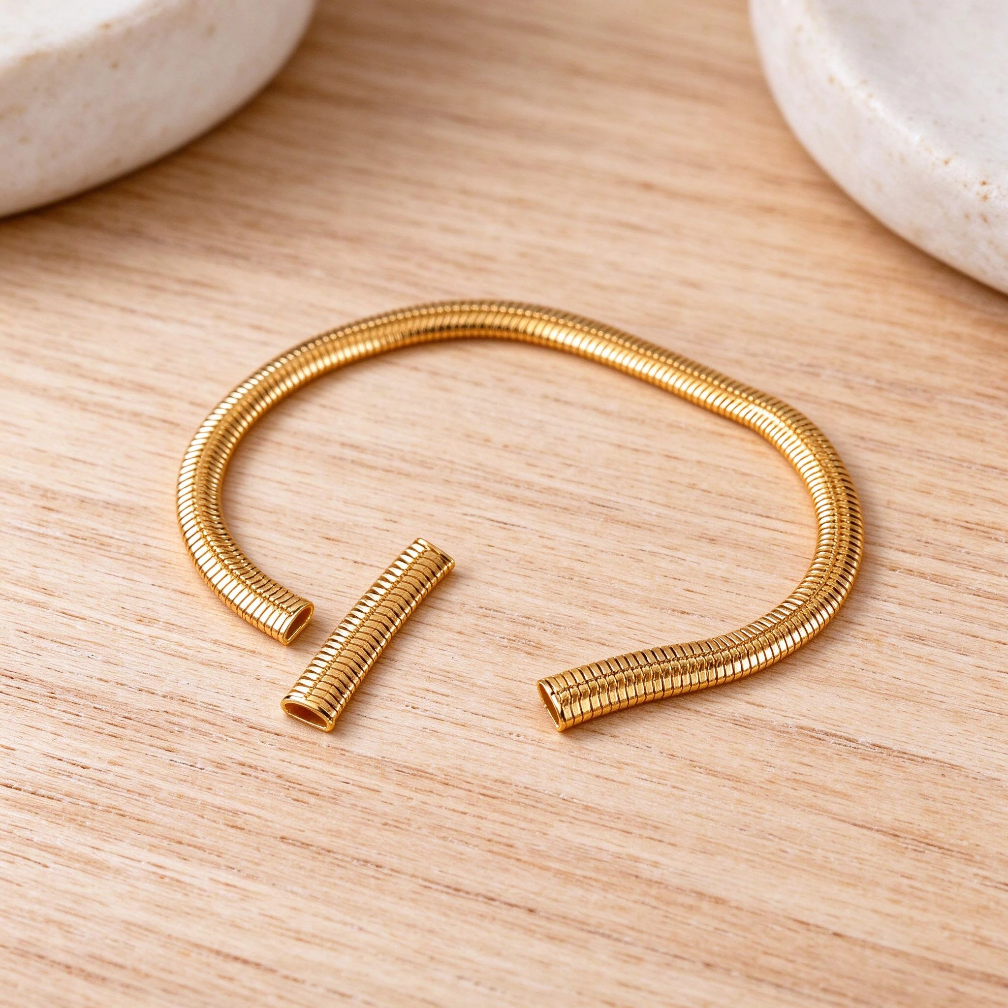 Flat snake chain bracelet design story showing tightly packed snake-link segments