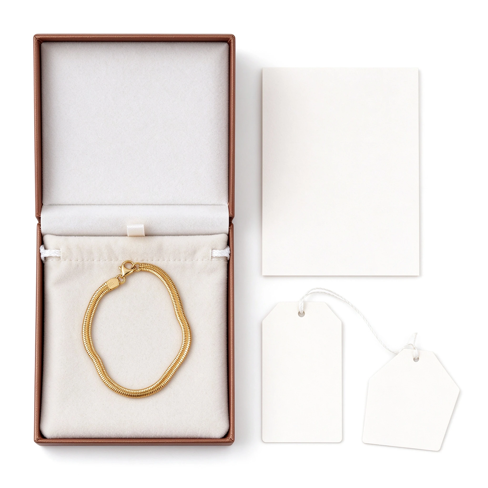 Gift box and velvet pouch for flat snake chain bracelet