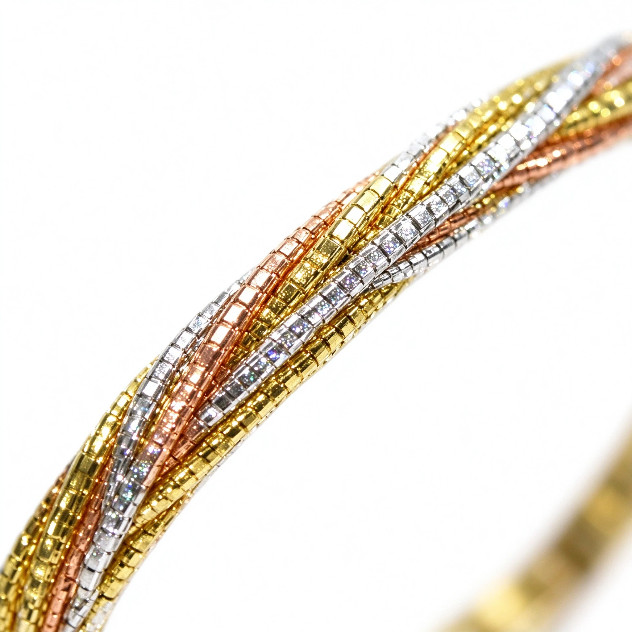 Polished laser-finish texture of 925 sterling silver braided bracelet - braided silver bracelet