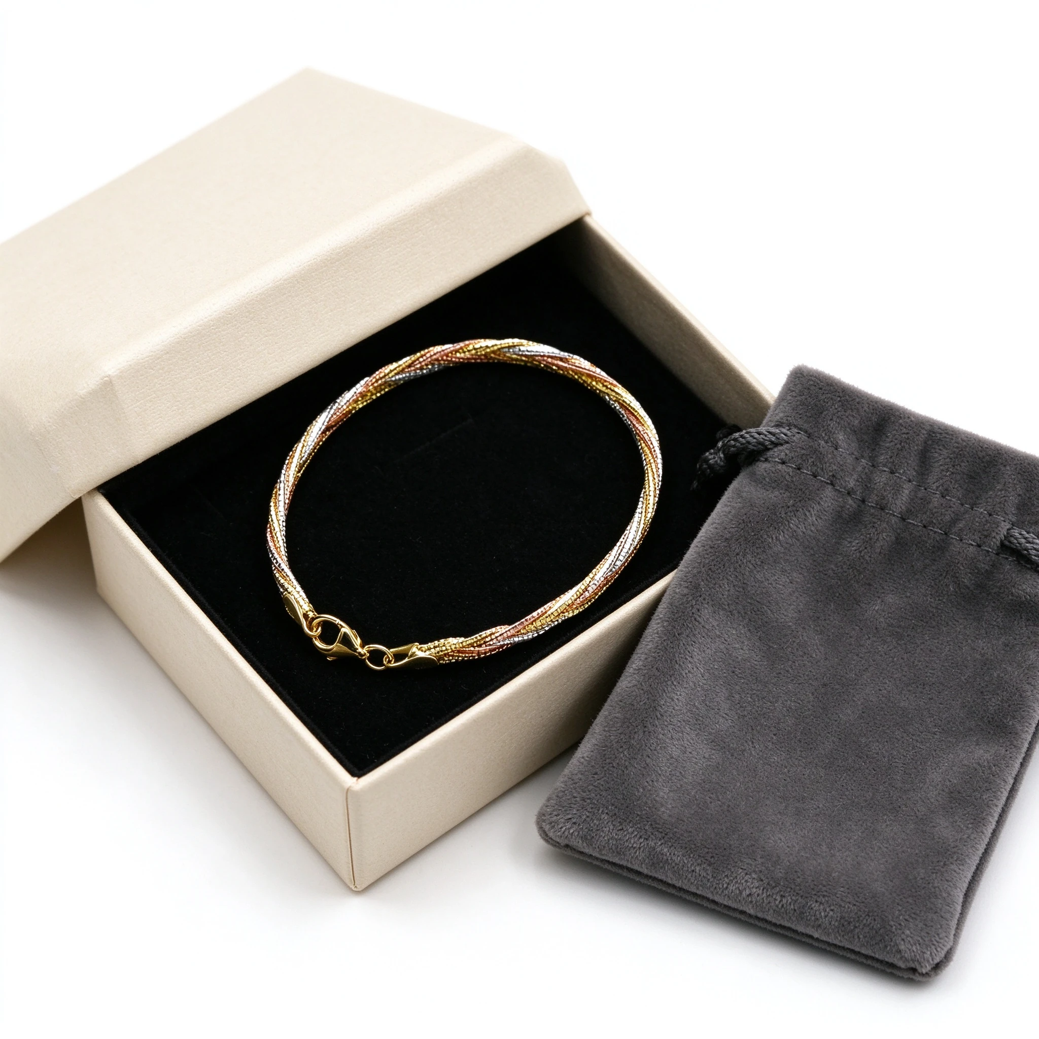 925 sterling silver braided bracelet in elegant gift box - braided silver bracelet