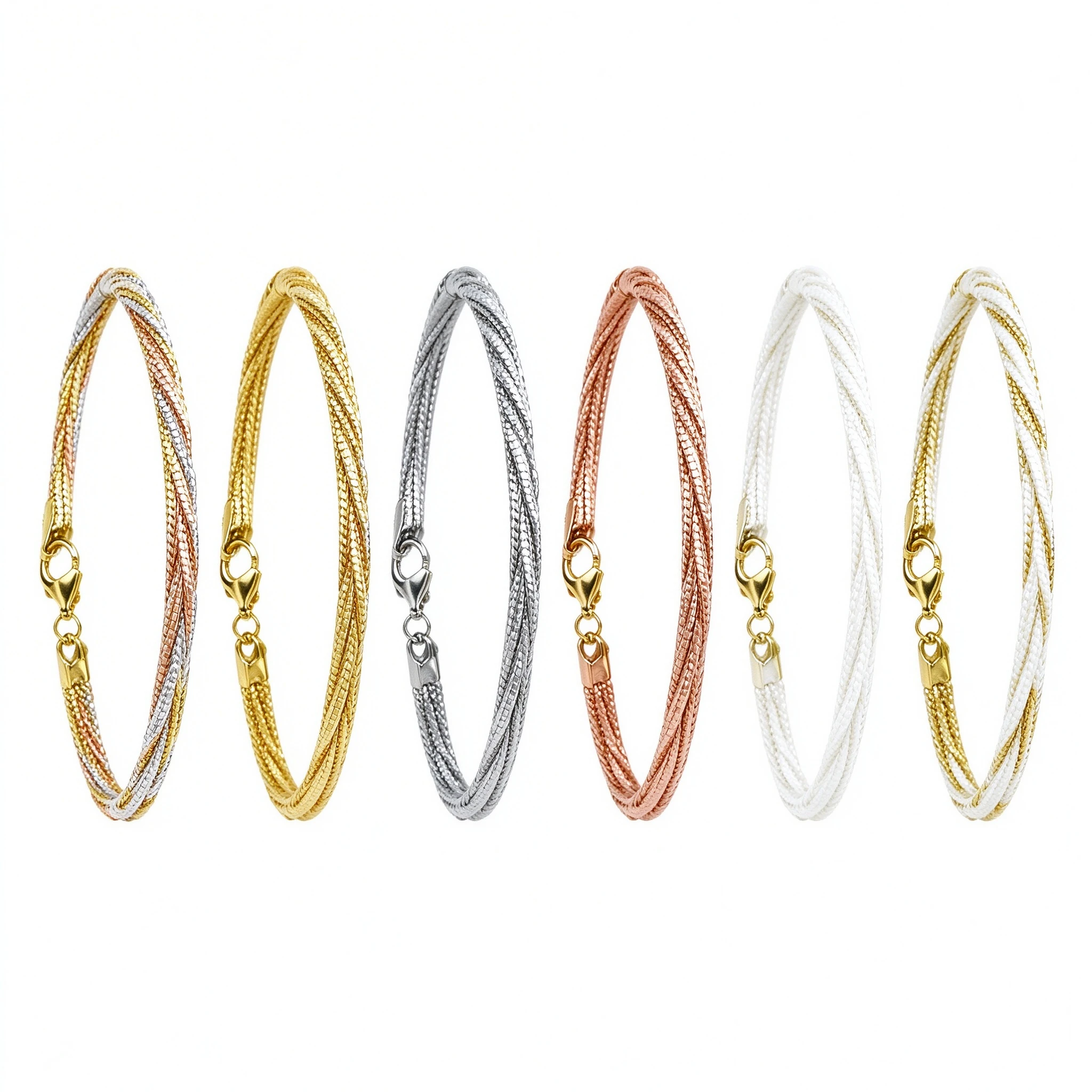Polished 925 sterling silver braided bracelet material detail with laser flashing texture - braided silver bracelet