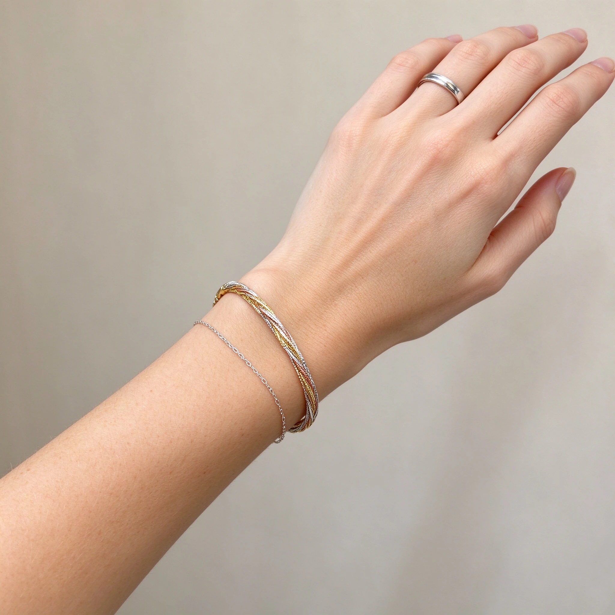 Braided silver bracelet styling guide with casual outfits