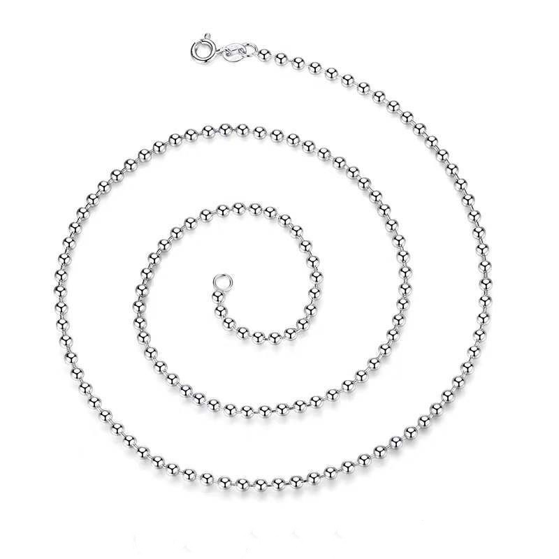 ball chain necklace 925 sterling silver round bead chain - silver chain necklace