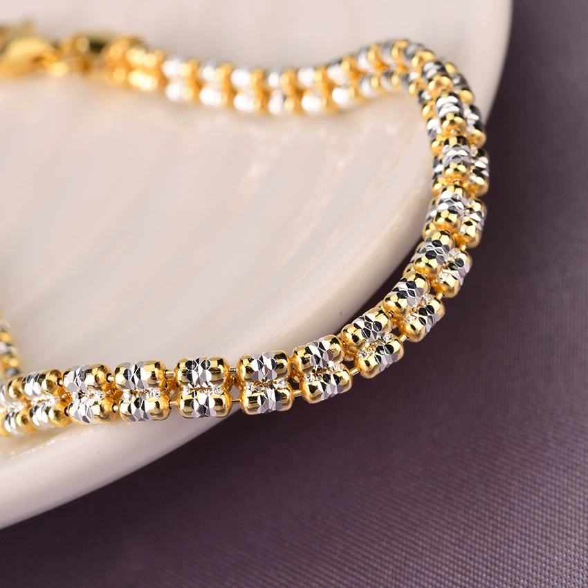 S925 silver bracelet stacked dual-tone — silver + 18K gold, stackable everyday luxury